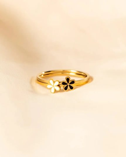 925 Sterling Silver Enamel Flower Ring