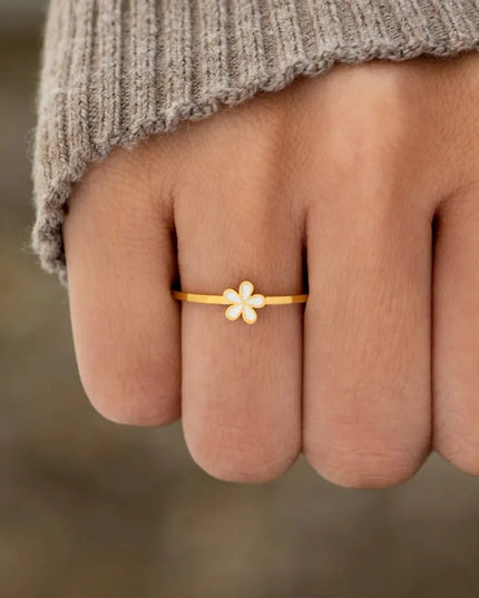 925 Sterling Silver Enamel Flower Ring