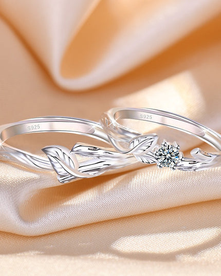 Couple Promise Rings – Adjustable Leaf Matching Rings for Men & Women | Valentine’s Day Gift Jewelry