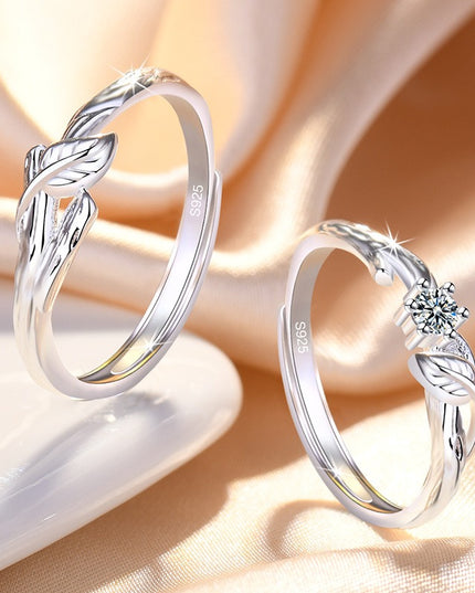 Couple Promise Rings – Adjustable Leaf Matching Rings for Men & Women | Valentine’s Day Gift Jewelry