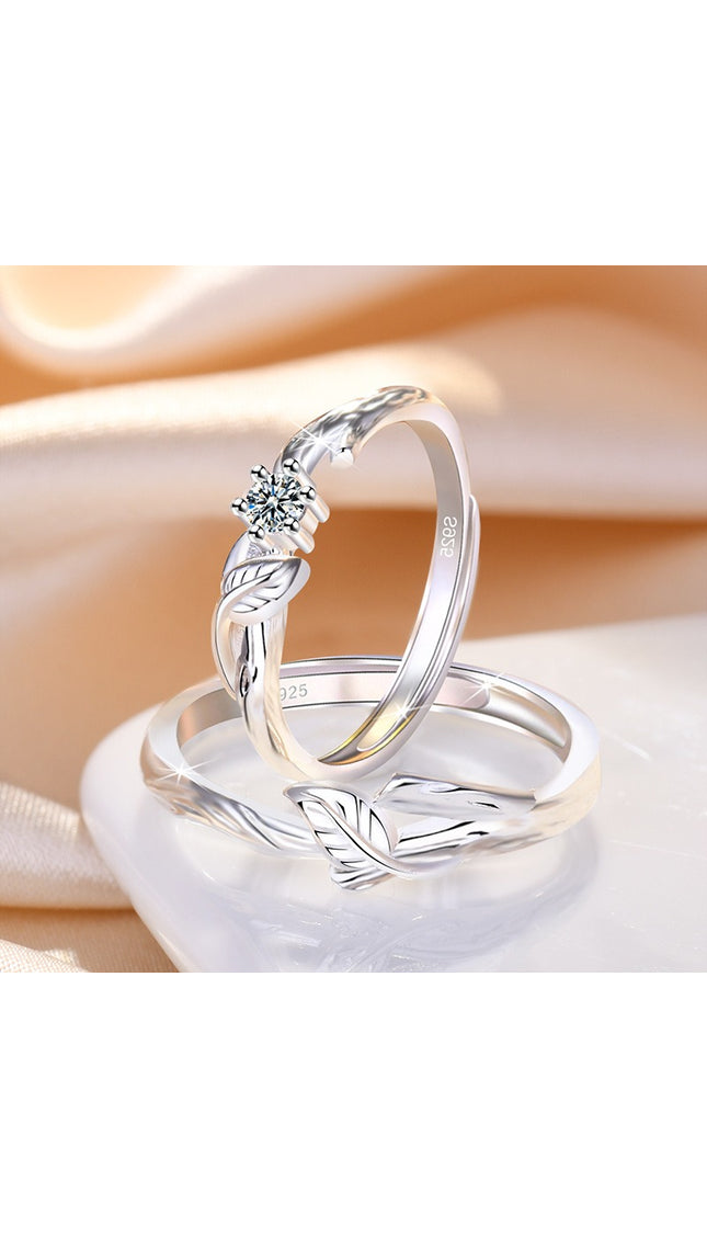 Couple Promise Rings – Adjustable Leaf Matching Rings for Men & Women | Valentine’s Day Gift Jewelry