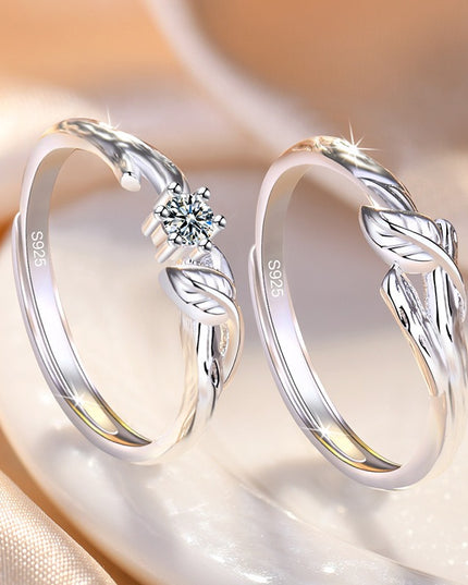 Couple Promise Rings – Adjustable Leaf Matching Rings for Men & Women | Valentine’s Day Gift Jewelry