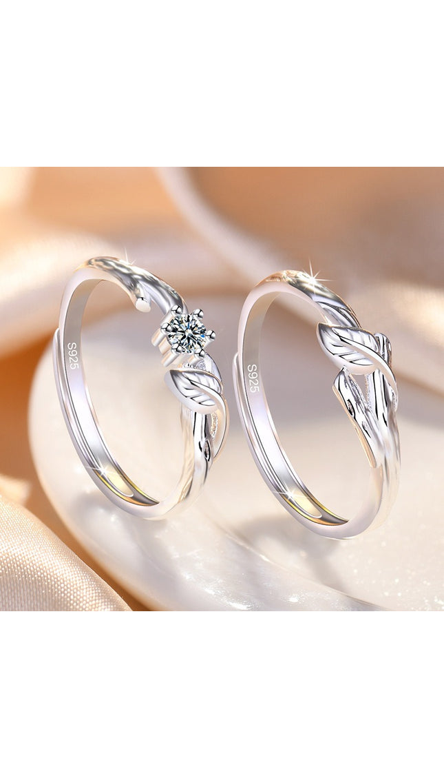 Couple Promise Rings – Adjustable Leaf Matching Rings for Men & Women | Valentine’s Day Gift Jewelry