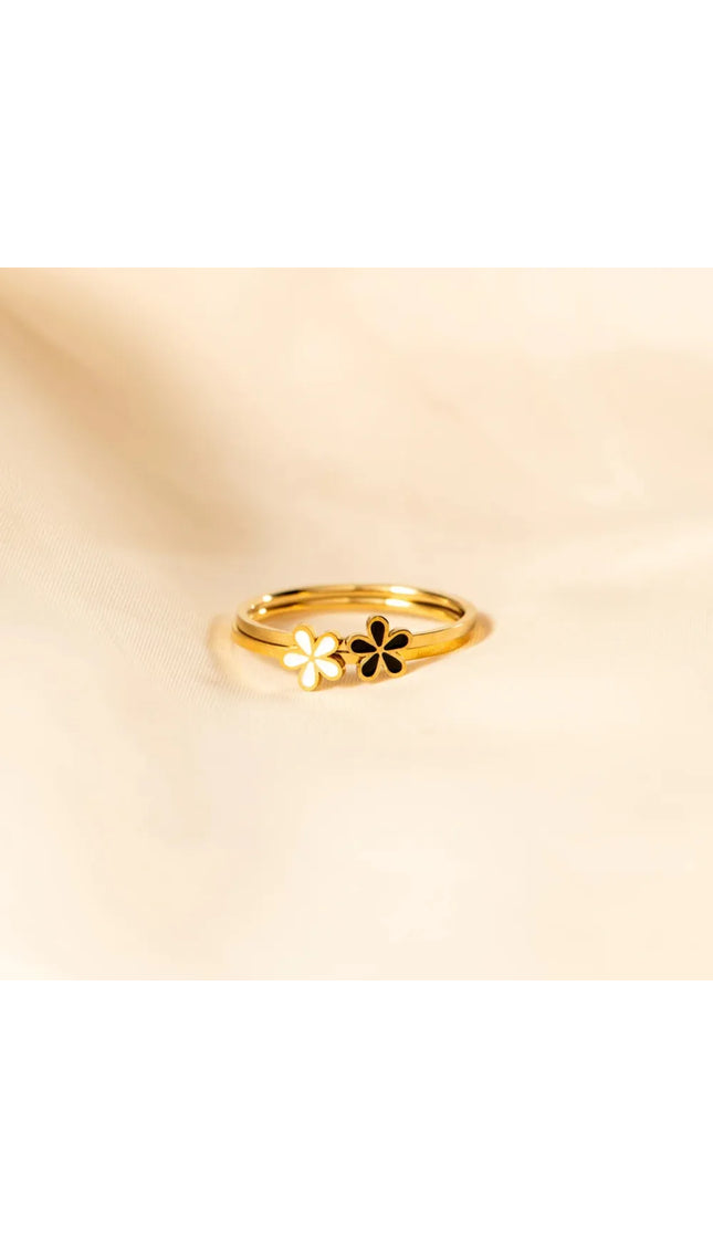 925 Sterling Silver Enamel Flower Ring
