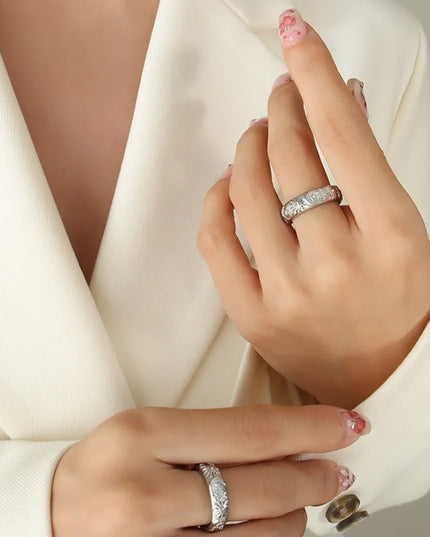 Star Moon Shaped Sparkling Zircon Design Ring Titanium Steel Handmade Jewelry for Girls