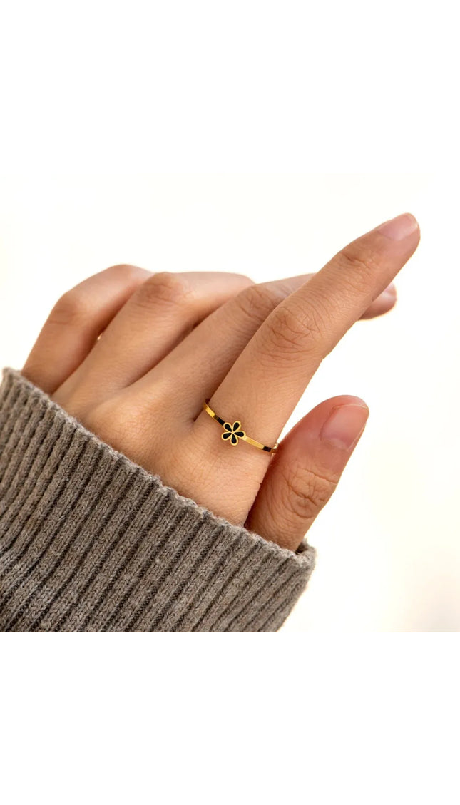 925 Sterling Silver Enamel Flower Ring